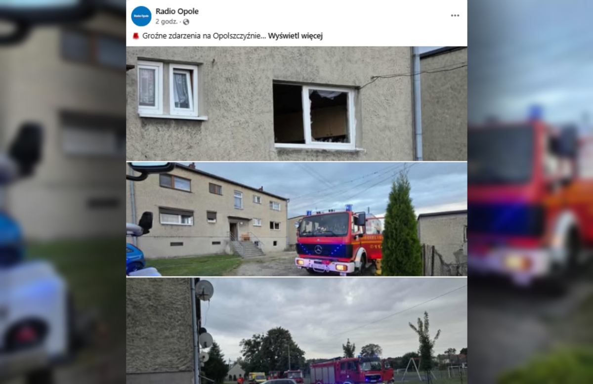 Eksplozja gazu w budynku wielorodzinnym na Opolszczyźnie – okna wyleciały z ram, są poszkodowani